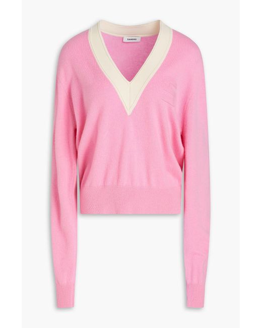 Sandro Pink Wool And Cashmere-blend Sweater