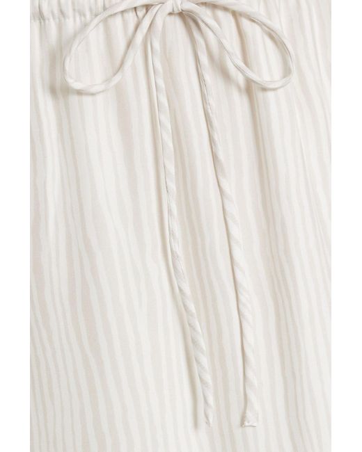 ATM White Striped Silk-crepe Midi Skirt