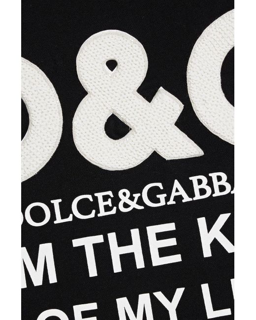 Dolce & Gabbana Black Sequin-embellished Printed Cotton-jersey T-shirt for men