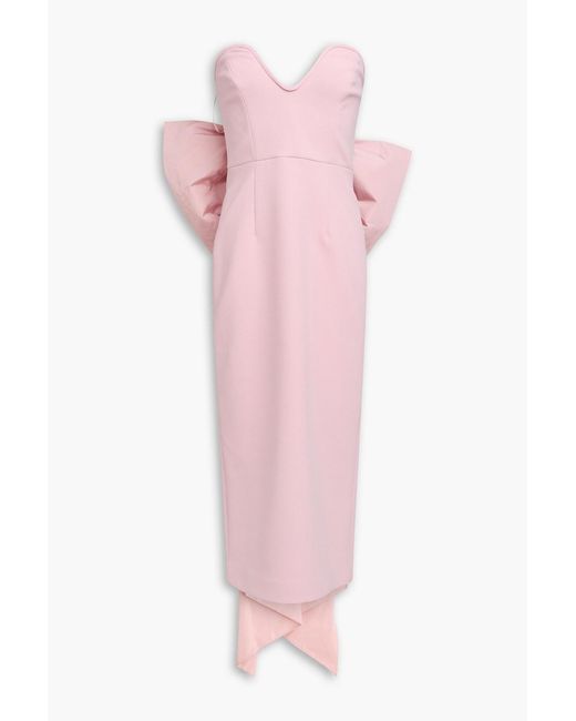 Rebecca Vallance Pink Annabelle Strapless Bow-Detailed Crepe Midi Dress