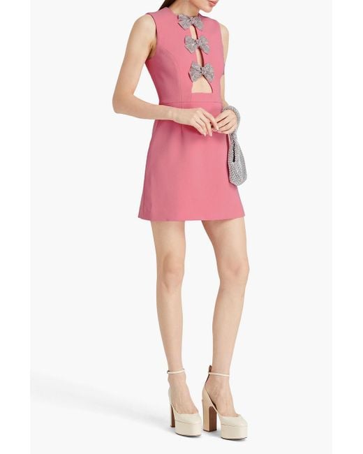 Rebecca Vallance Pink Brittany Embellished Crepe Mini Dress