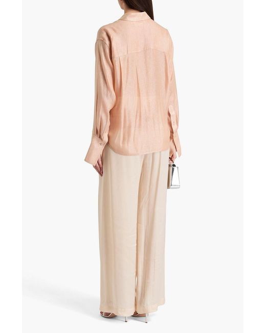Victoria Beckham Natural Wrap-effect Lamé Shirt