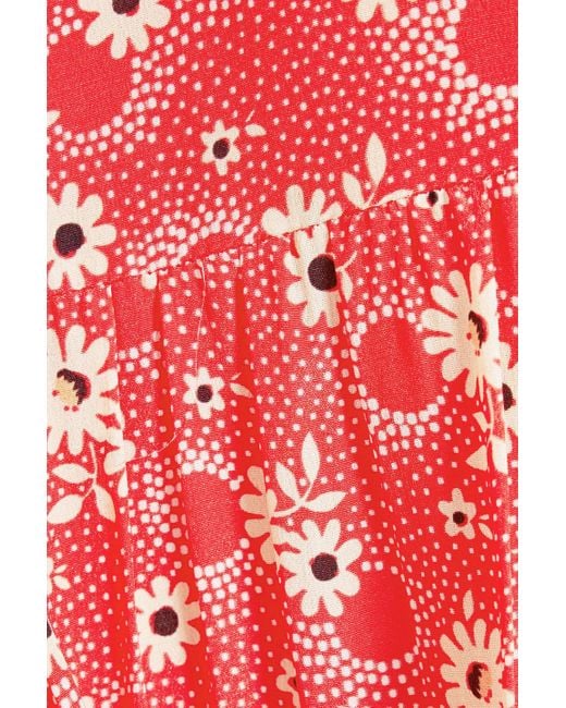 Sea Red Josefine Printed Silk Crepe De Chine Mini Dress