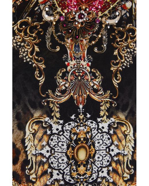 Camilla Black Bedrucktes minikleid aus seidenchiffon mit verzierung
