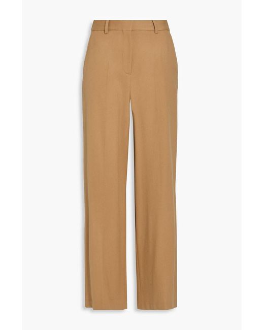Officine Generale Natural Rosa Wool And Cashmere-blend Flannel Wide-leg Pants