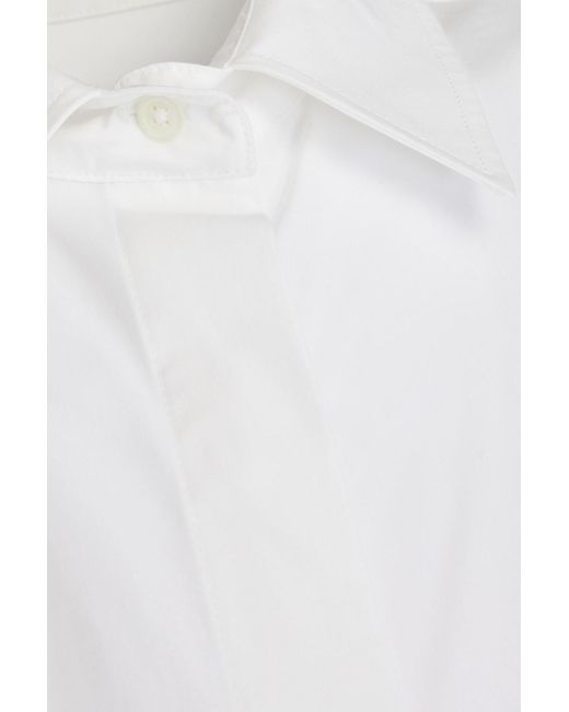 Loulou Studio White Evora Cotton Mini Shirt Dress
