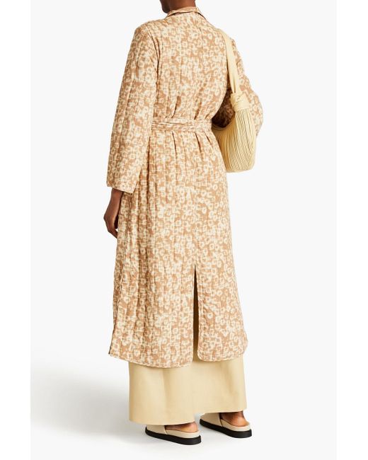 By Malene Birger Natural Robanna Belted Printed Quilted Crepe Coat