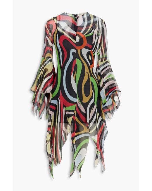 Emilio Pucci Black Kleid aus seiden-georgette mit print