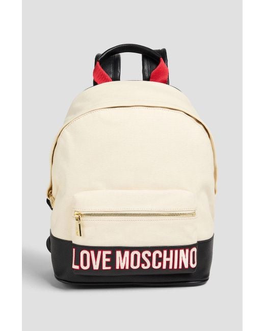 Love Moschino White Rucksack aus canvas mit stickereien
