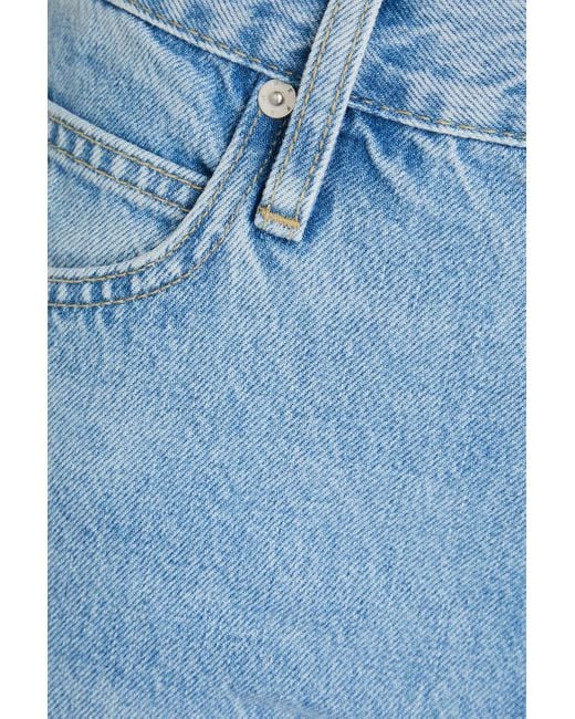 FRAME Blue Barrel Cropped Printed High-rise Tapered Jeans