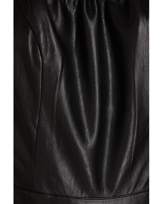 GOOD AMERICAN Black Faux Leather Wide-leg Jumpsuit