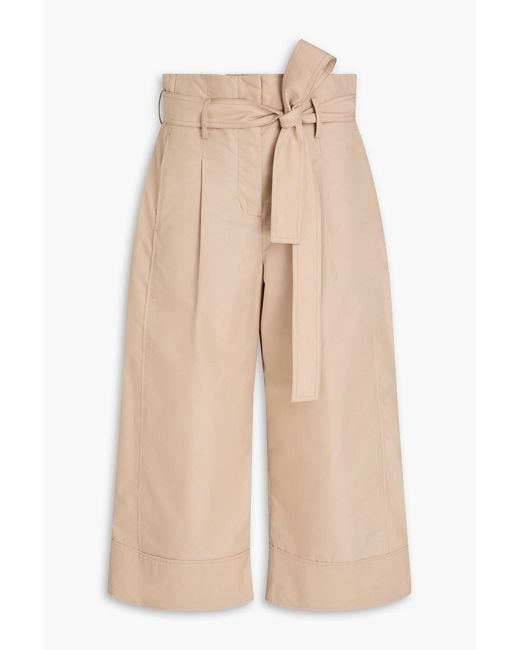 3.1 Phillip Lim Natural Cropped Belted Cotton-Blend Poplin Wide-Leg Pants