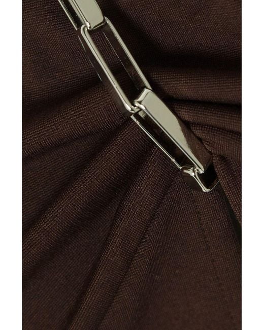 The Attico Brown Giona Cutout Stretch-jersey Halterneck Midi Dress