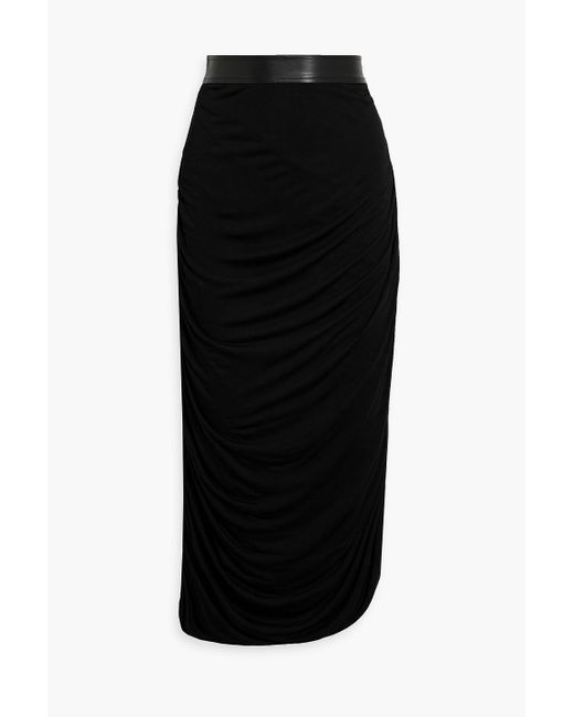 Envelope Black Verdi Ruched Jersey Midi Skirt