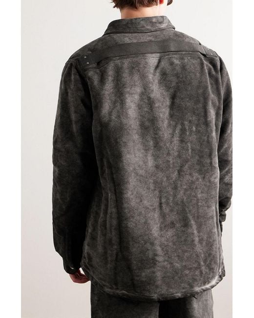 Rick Owens Black Padded Garment-Dyed Cotton-Moleskin Overshirt for men