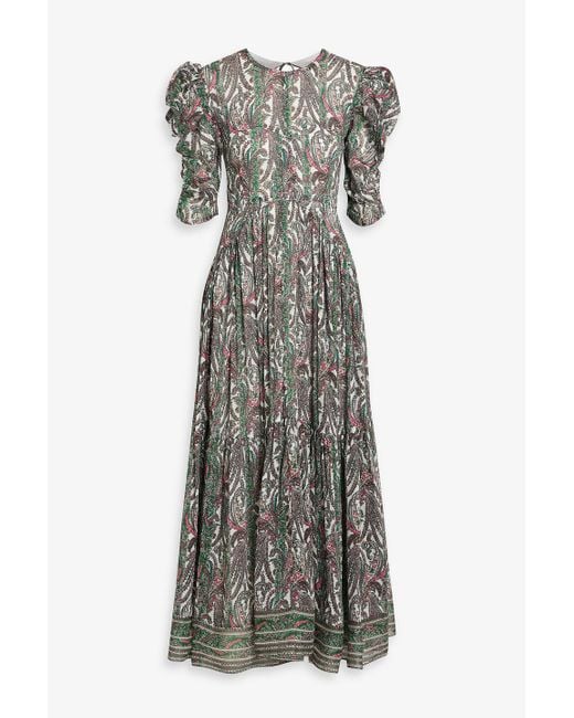 Isabel Marant Gray Bealisa maxikleid aus krepon aus einer baumwoll-seidenmischung mit paisley-print