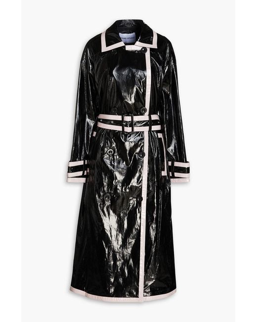 Stand Studio Black Katharina Faux Patent-leather Trench Coat