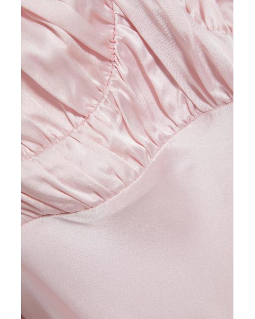 Nicholas Nina Gathered Silk Satin-crepe Maxi Dress in Pink