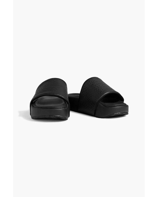Y-3 Black Pebbled-leather Slides for men