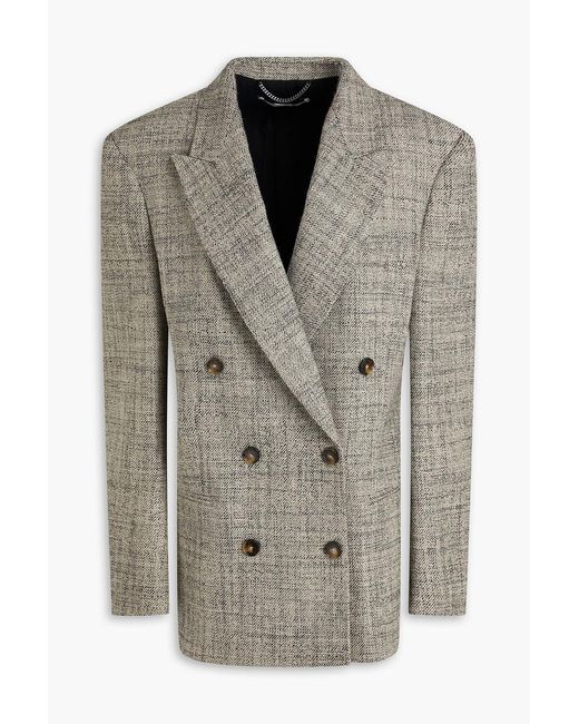 Stella McCartney Gray Double-breasted Wool-tweed Blazer