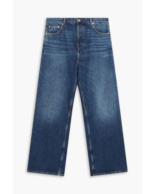 Ganni Blue High-rise Wide-leg Jeans