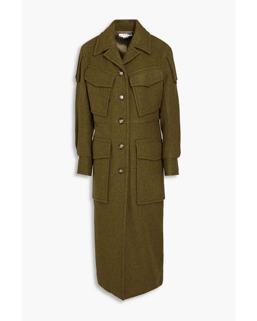 Victoria Beckham Green Wool-blend Felt Coat