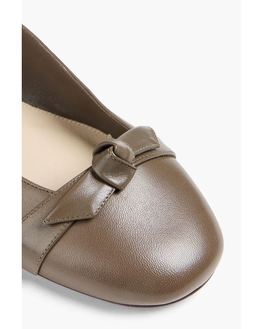 Alexandre Birman White Clarita Leather Collapsible-Heel Ballet Flats