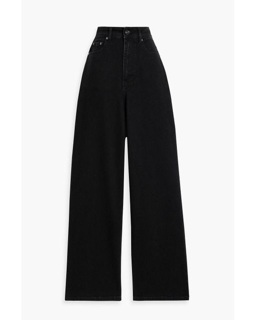 Ganni Black High-Rise Wide-Leg Jeans