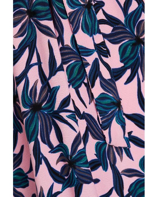 Diane von Furstenberg Blue Eloise Wrap-effect Floral-print Crepe Midi Dress