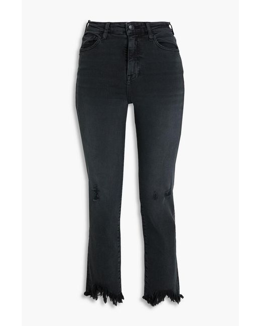 Jonathan Simkhai Black River Distressed High-Rise Straight-Leg Jeans