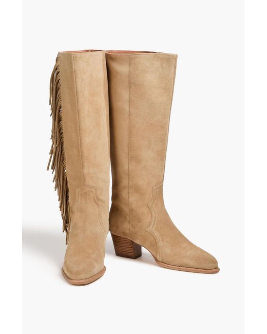 Maje Brown Stiefel aus veloursleder mit fransen