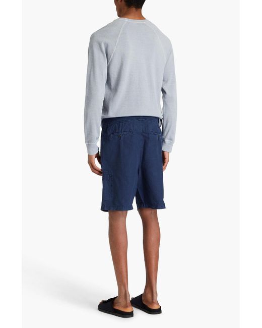 James Perse Blue Cotton And Hemp-Blend Cargo Shorts for men