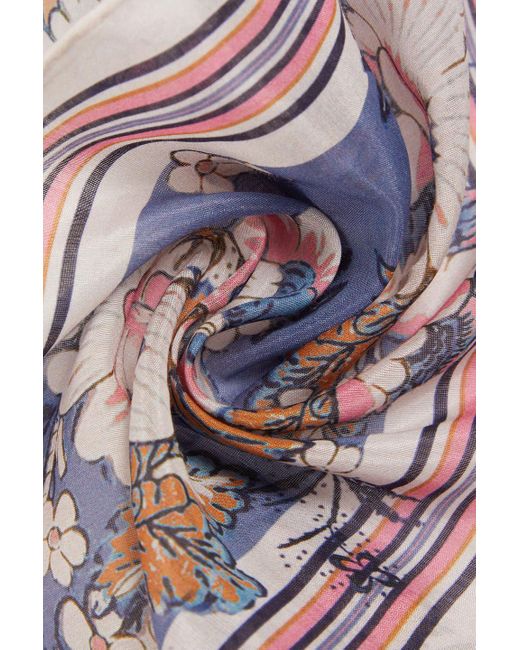 Zimmermann White Floral-print Cotton And Silk-blend Scarf