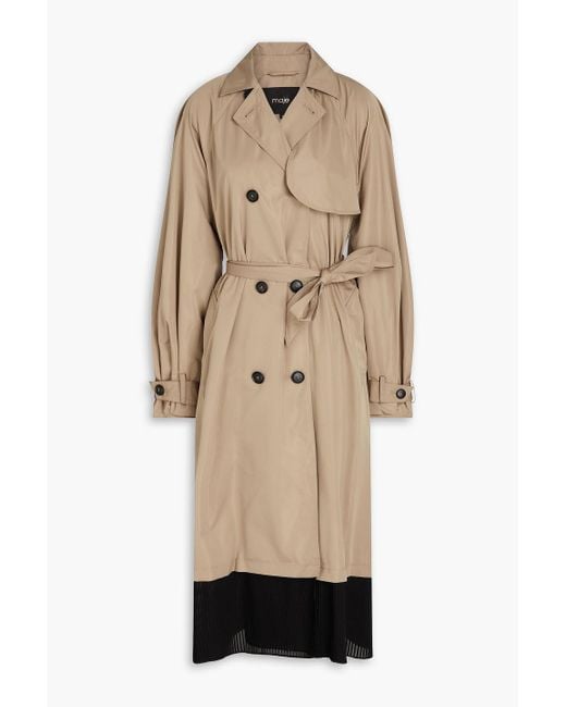 Maje Natural Pleated Crepe De Chine And Shell Trench Coat