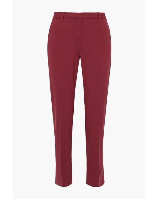Theory Red Mélange Stretch-wool Straight-leg Pants