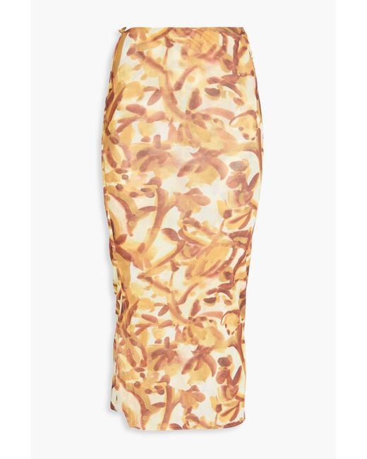 Nanushka Metallic Taina Wrap-Effect Floral-Print Stretch-Jersey Midi Skirt