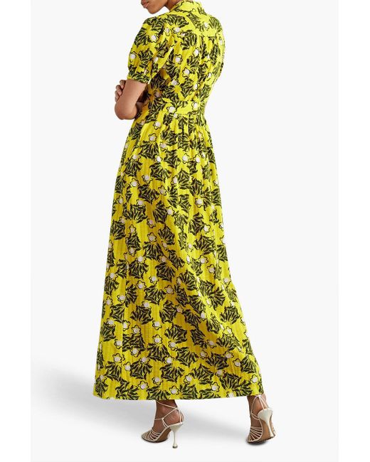 Diane von Furstenberg Yellow Paddy Printed Cotton-jacquard Maxi Shirt Dress