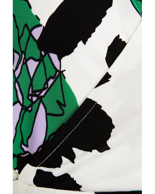 Diane von Furstenberg White Bobbie Cropped Printed Jersey Wrap Top