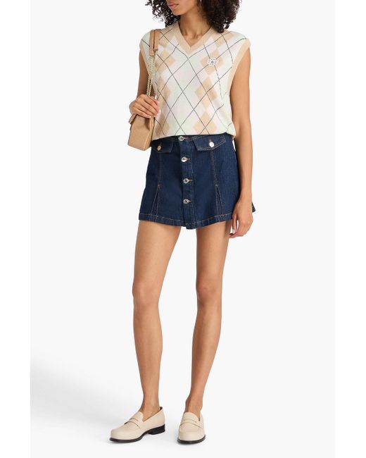 Maje Blue Skirt-Effect Denim Shorts