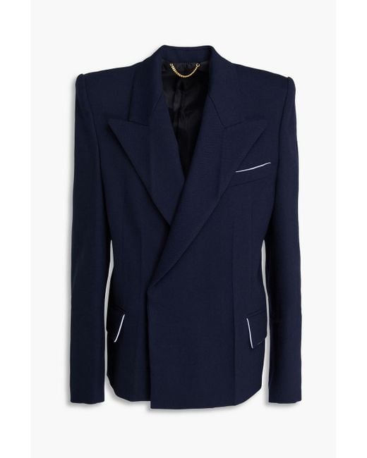 Victoria Beckham Blue Double-breasted Wool-blend Twill Blazer
