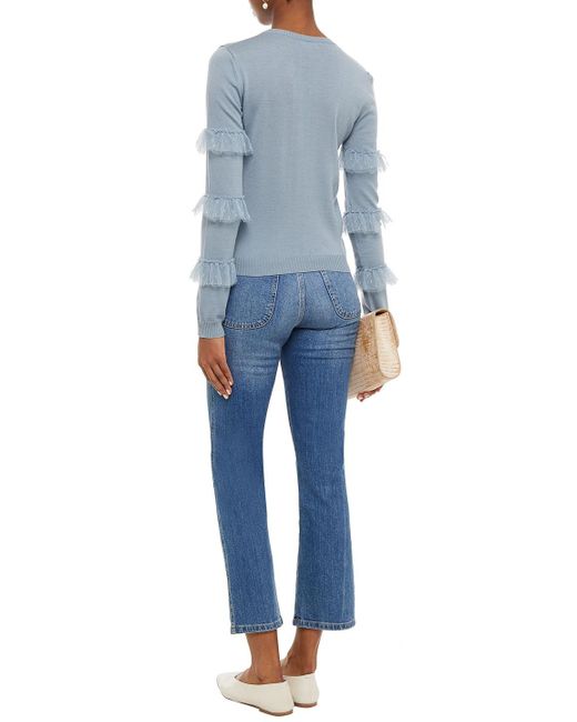 RED Valentino Blue Point D'esprit-trimmed Wool Sweater