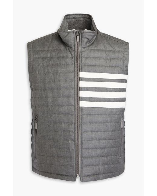 Thom Browne Gray Quilted Striped Wool Down Vest for men