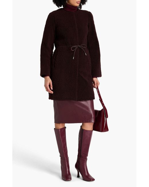 Yves Salomon Brown Belted Shearling Coat