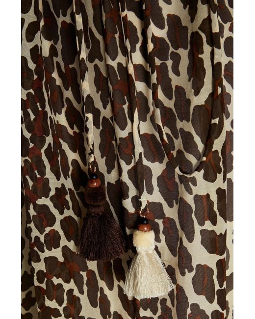 Tory Burch Multicolor Leopard-print Cotton And Silk Voile Kaftan