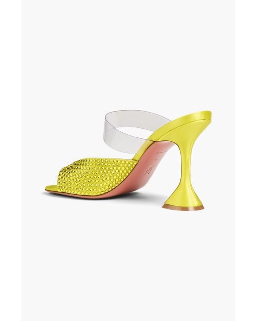 AMINA MUADDI Yellow Paloma Crystal-embellished Satin And Pvc Mules