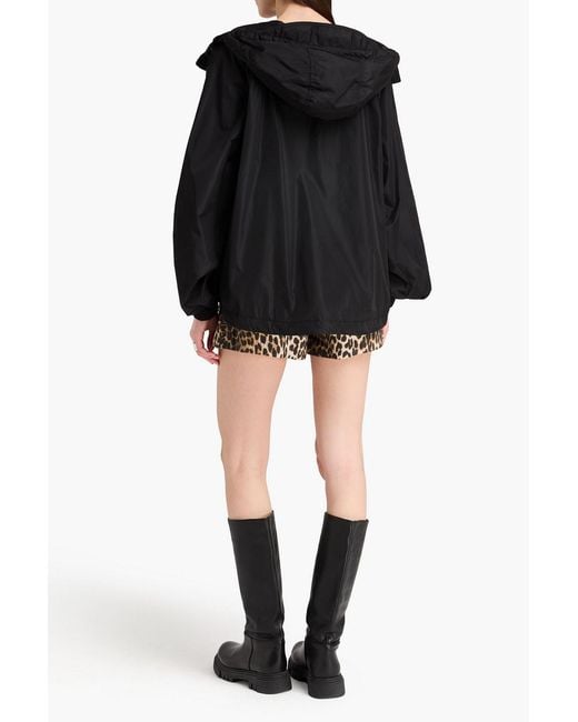 Ganni Black Shell Hooed Jacket