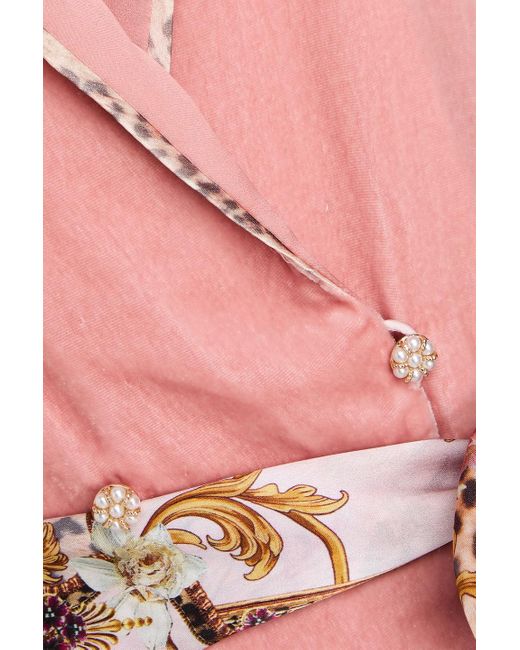 Camilla Pink Belted Embellished Velvet Blazer
