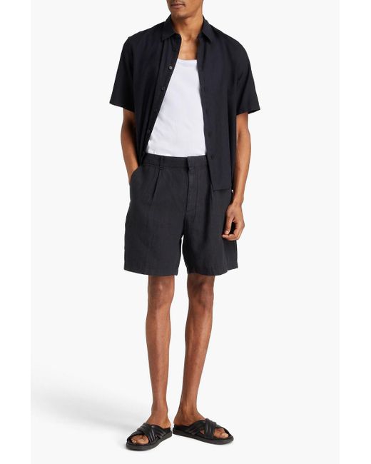 Rag & Bone Blue Elliot Pleated Linen Shorts for men
