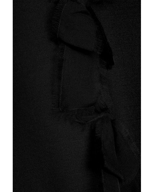Valentino Garavani Black Fluted Chiffon-trimmed Wool And Silk-blend Mini Dress