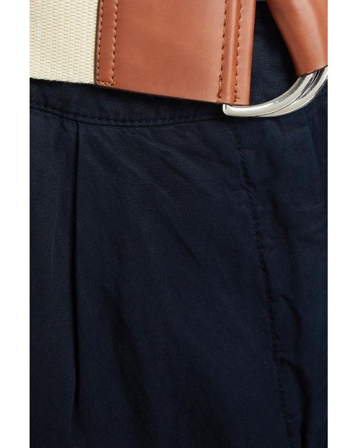Emporio Armani Blue Hose mit weitem bein aus einer lyocell-leinenmischung mit gürtel